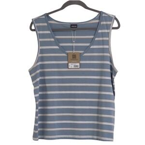 Patagonia Regenerative Organic Cotton Tank Top Women Large Sunset Stripes New